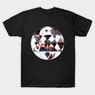 Geometric collage of air balloons in the sky oil painting T-Shirt